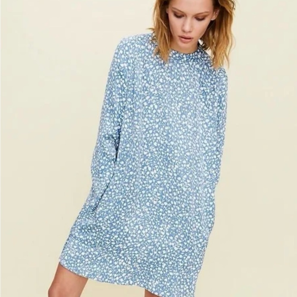 Little Moon Long Sleeve Blue Floral Dress